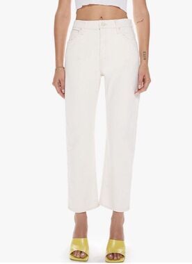 Mother Superior Jeans The Ditcher Crop In Act Natural  Off White Denim Size 24